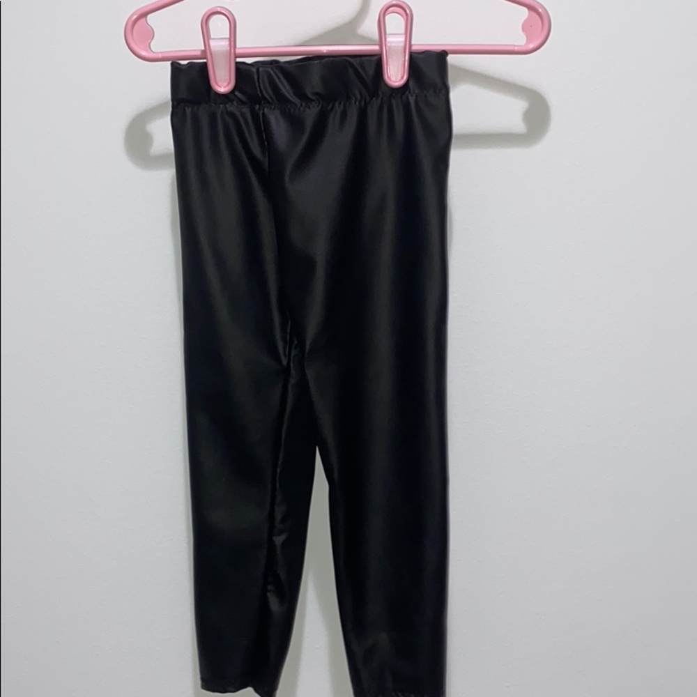 Black faux leather leggings